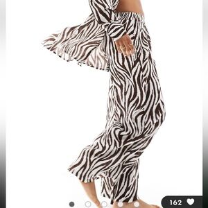 NWT Wide Leg Zebra Print Pants in Brown & White